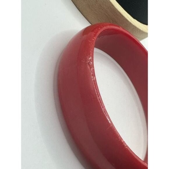 Vintage Red Resin Bangle Bracelet - Picture 2 of 6